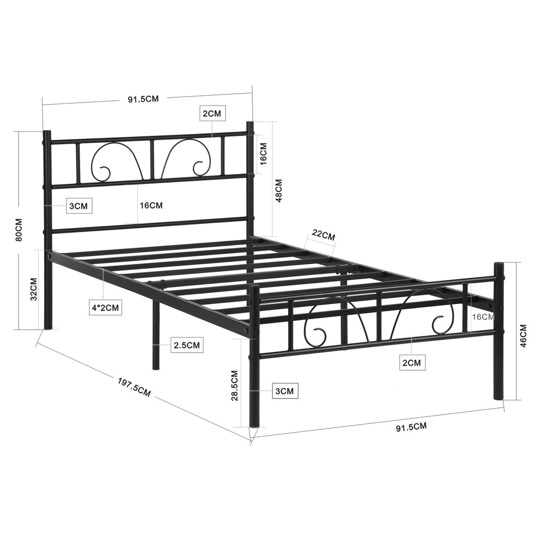 Furniture R Minimalist Single Size Black Metal Bed Frame With Under-Bed Storage