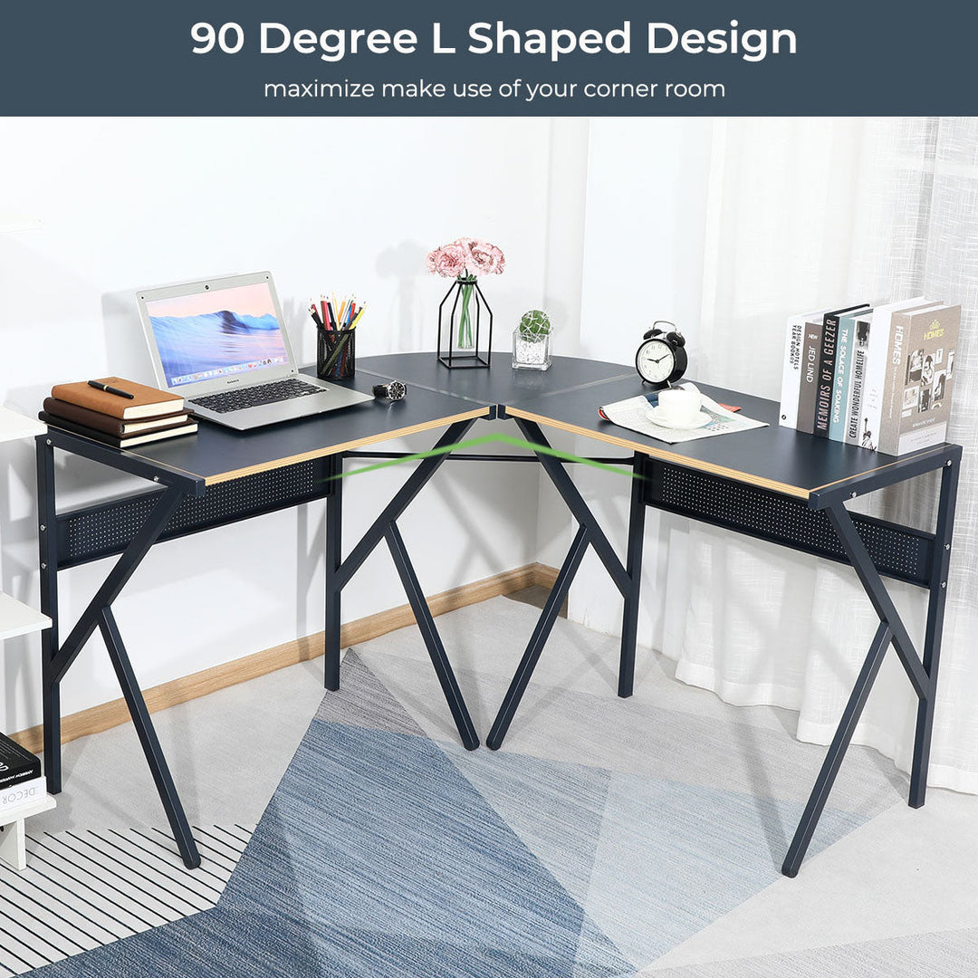 Furniture R Industrial-Chic Corner Desk With L-Shaped Design