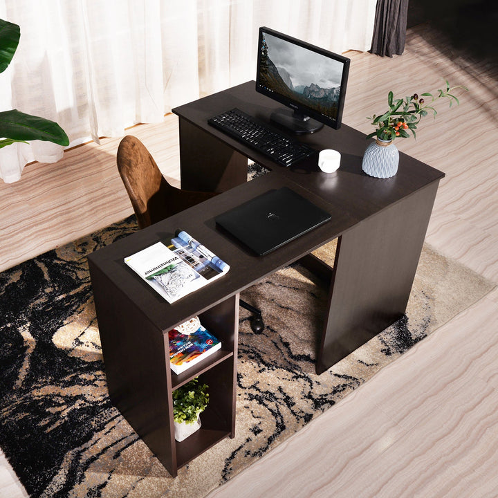 Furniture R Vintage Inspired Compact Wooden L-Shaped Corner Desk