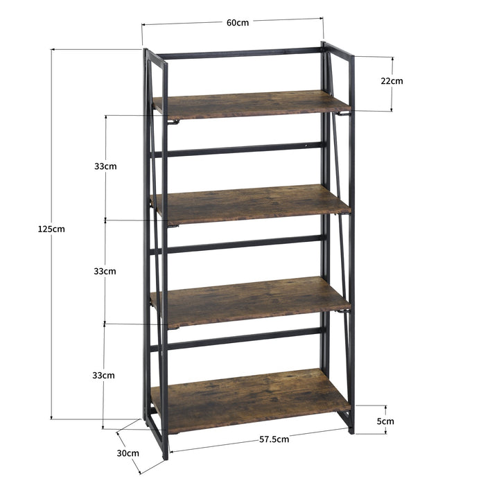Furniture R No Assembly Folding Bookcase ,Industrial Book Shelf Storage Organizer