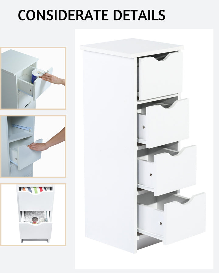 Furniture R Bathroom Storage Cabinet, Small Corner Matt White Floor Cabinet With 4 Drawers