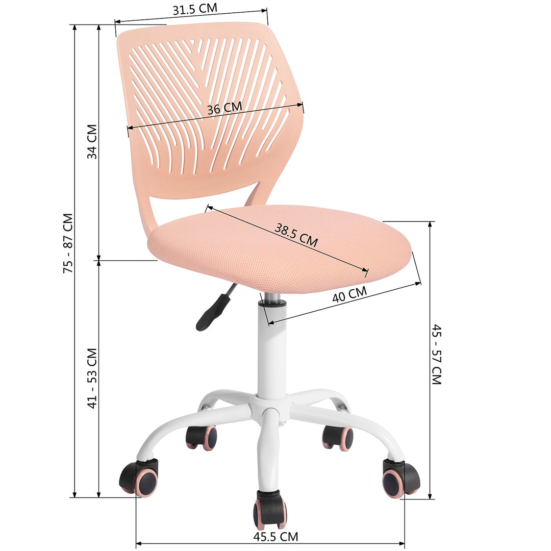Furniture R Growing Teen Office Chair ,Ergonomic Plastic Task Chair With Adjustable Height And Swivel Function