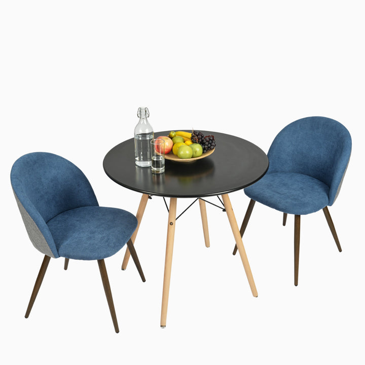 Furniture R Scandinavian Round White Dining Kitchen Table With Wooden Legs For Office & Conference 2 To 4 People