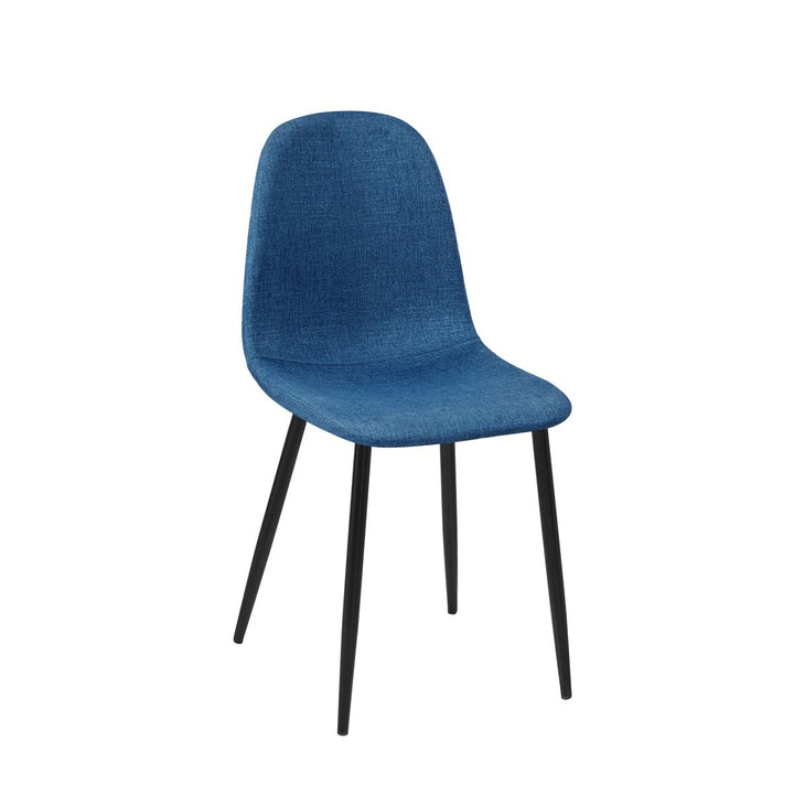Furniture R Scandinavian-Inspired Slubbed Blue Fabric Dining Chairs Set Of 4