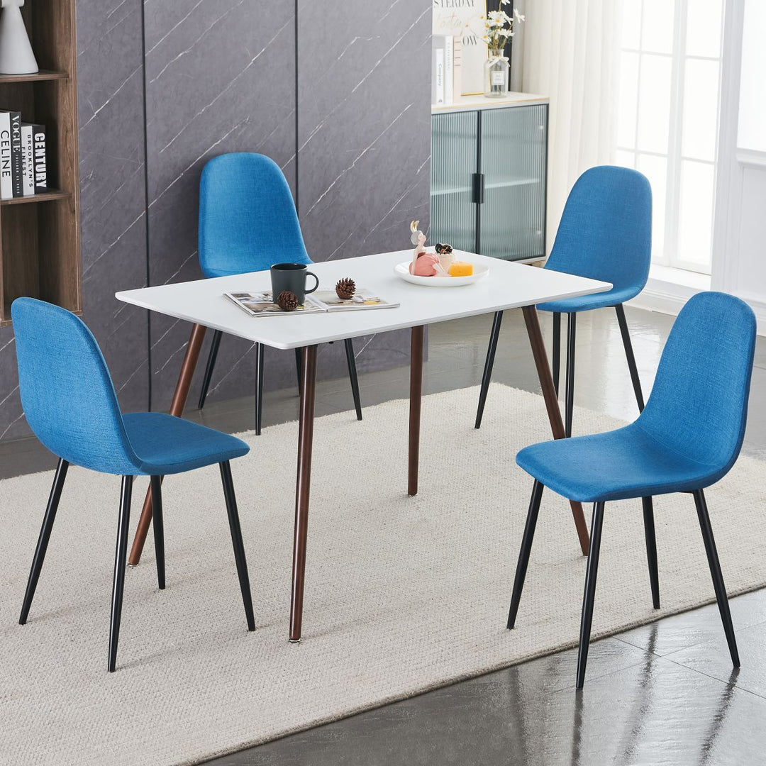 Furniture R Scandinavian-Inspired Slubbed Blue Fabric Dining Chairs Set Of 4