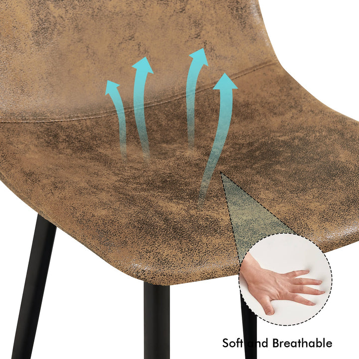 Furniture R Vintage Scandinavian Style Antique Brown Suede Dining Chairs With Metal Base