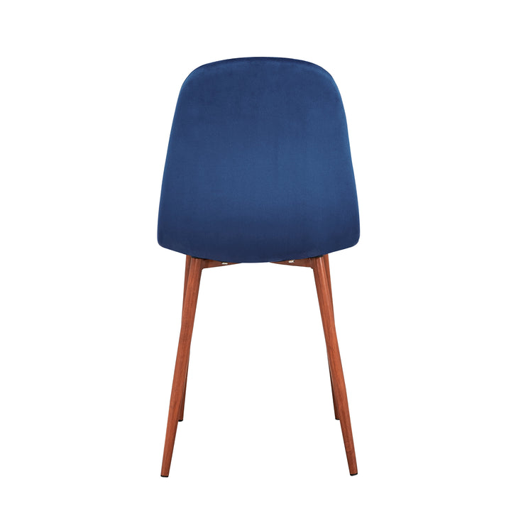 Furniture R Vintage-Inspired Velvet Upholstered Dining Chairs With Walnut Wooden Effected Metal Leg