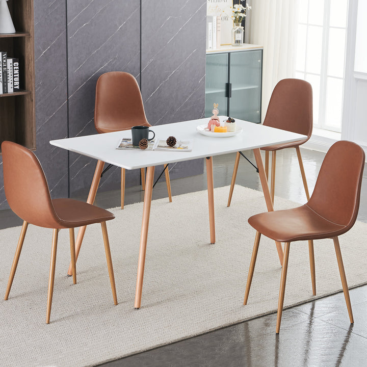 Furniture R Mid-Century Modern Pu Leather Dining Chairs Set Of 4