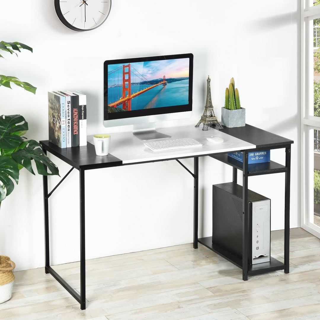 Furniture R Mid-Century Modern Design Writing Desk With Shelf ,Stylish And Sturdy Workspace