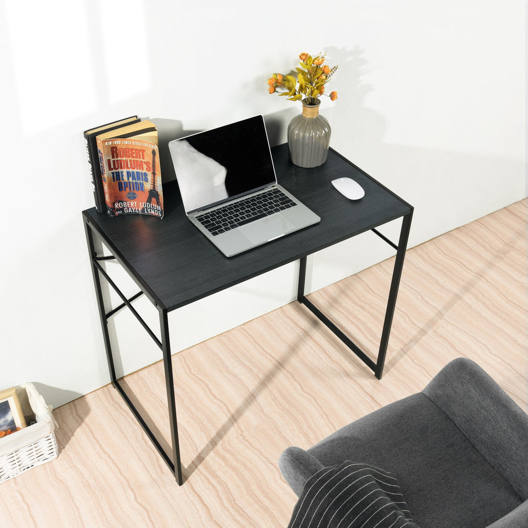 Furniture R Modern Oak Computer Desk With Metal Frame And Side Shelf