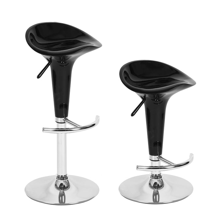 Furniture R Black Elijah Height Adjustable Bar Stools With Padded Seats For Comfort(Set Of 2)