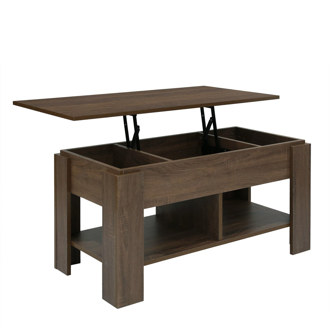 Furniture R Lift Top Coffee Table With Hidden Compartment And Storage Shelf, Rising Tabletop Dining Table