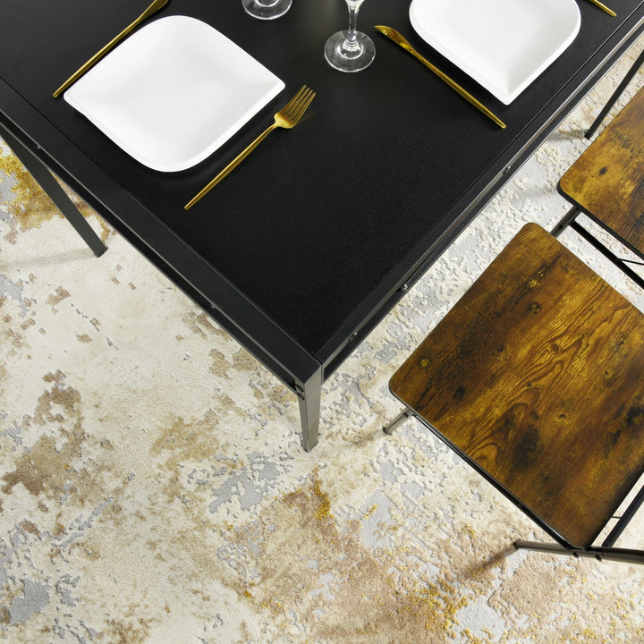 Furniture R Vintage-Inspired Embery Rectangular Dining Table ,Modern Rectangular Brown Wooden Top