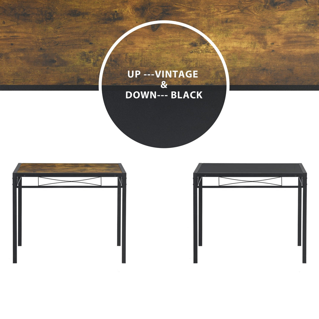 Furniture R Vintage-Inspired Kitchen Dining Table Set, Modern Rectangular Brown Wooden Kitchen Table Set.
