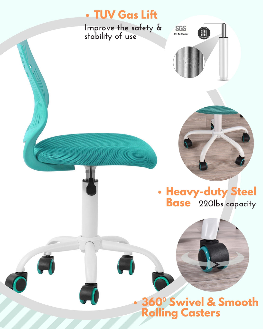 Furniture R Smart Teen Office Chair For Studying With Ergonomic Design