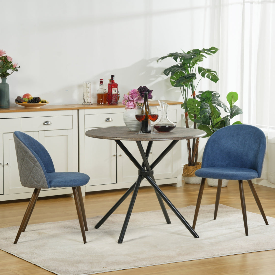 Furniture R Petite Round Wooden Top Diningtable With Mid-Century Modern Design