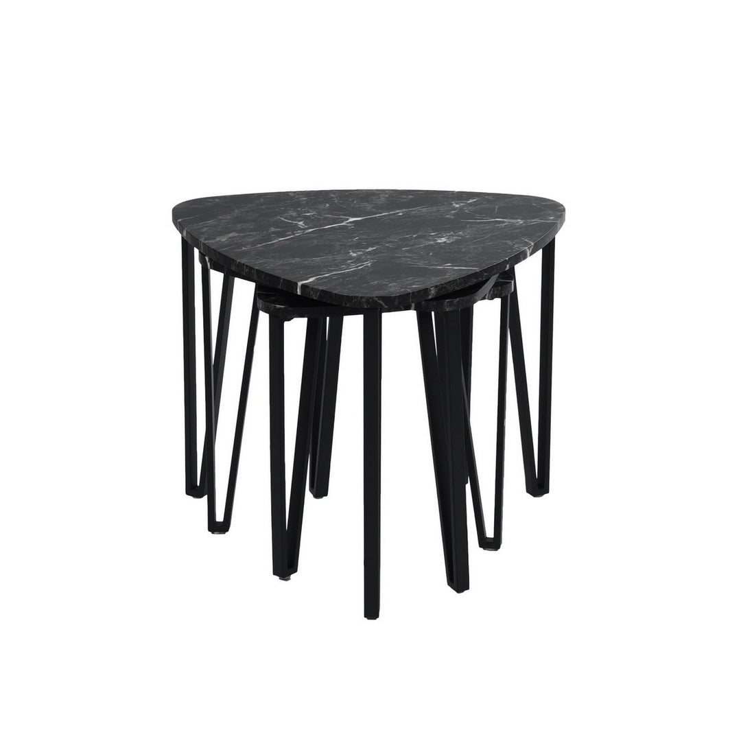 Furniture R Mid-Century Black Marble Effected Coffee Table With Simple Elegance