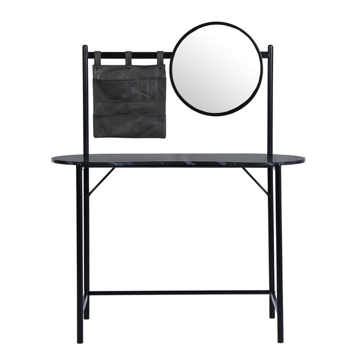 Furniture R Compact Oval Vanity Table With Storage Trays And Mirror