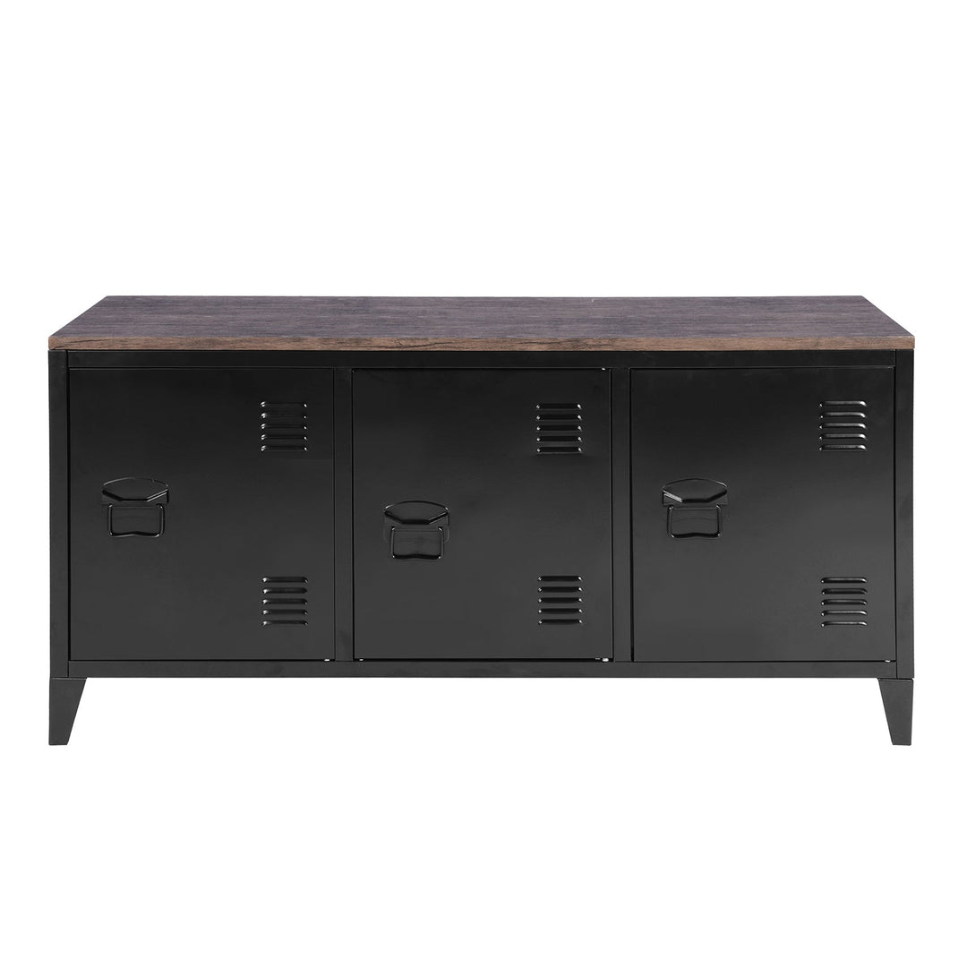 Furniture R Vintage-Inspired Wood Top Oversized 3 Door Accent Cabinet With Detachable Legs And 6 Shelves