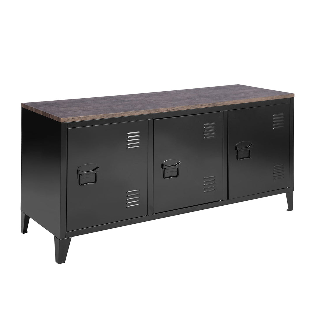 Furniture R Vintage-Inspired Wood Top Oversized 3 Door Accent Cabinet With Detachable Legs And 6 Shelves