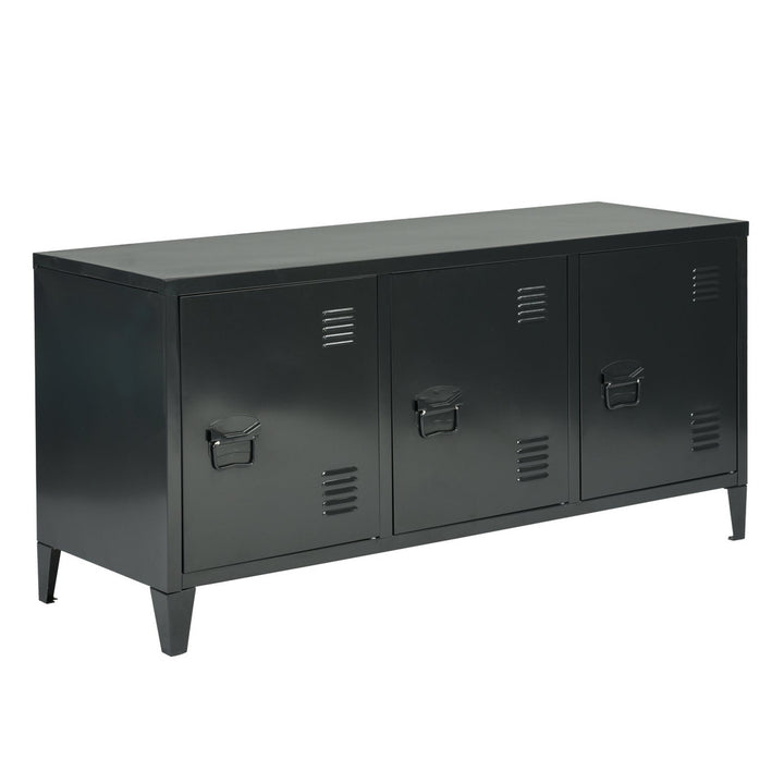 Furniture R 3 Door Metal Storage Cabinet With Removable Feet And Magnetic Doors