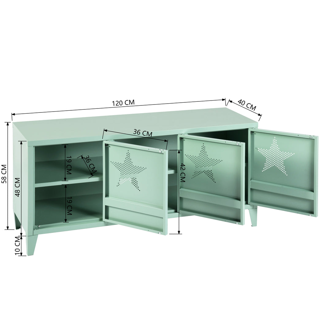 Furniture R 3 Door Metal Tv Table With Removable Feet And Magnetic Doors For Living Room