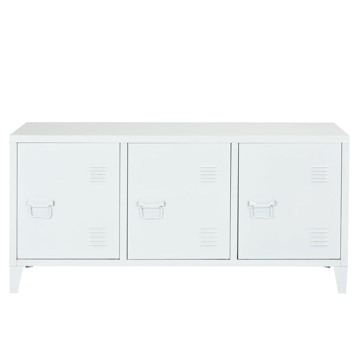 Furniture R 3 Door Metal Storage Cabinet With Removable Feet And Magnetic Doors