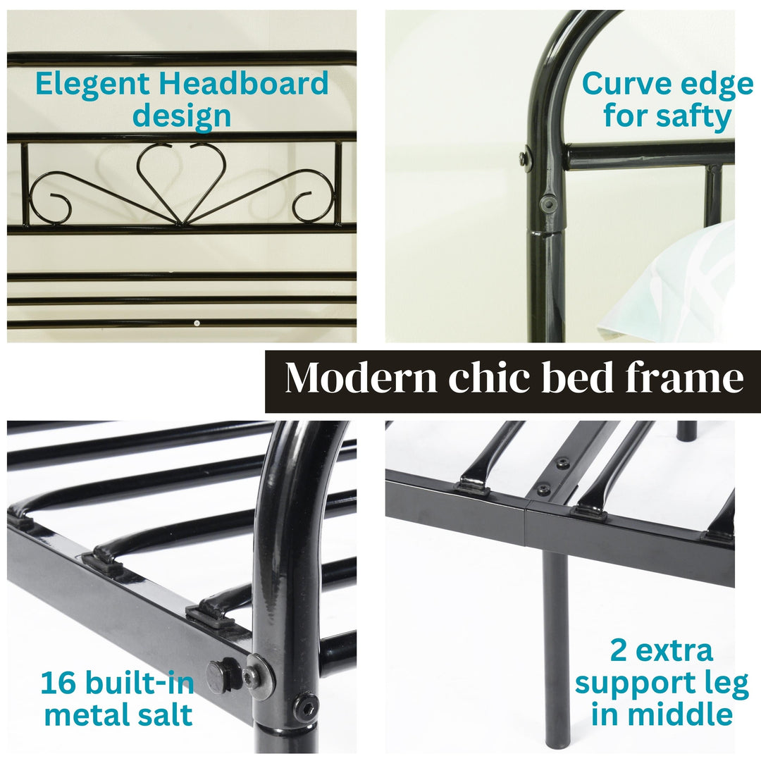 Furniture R Black Metal Bed Frame With Sturdy Steel Construction