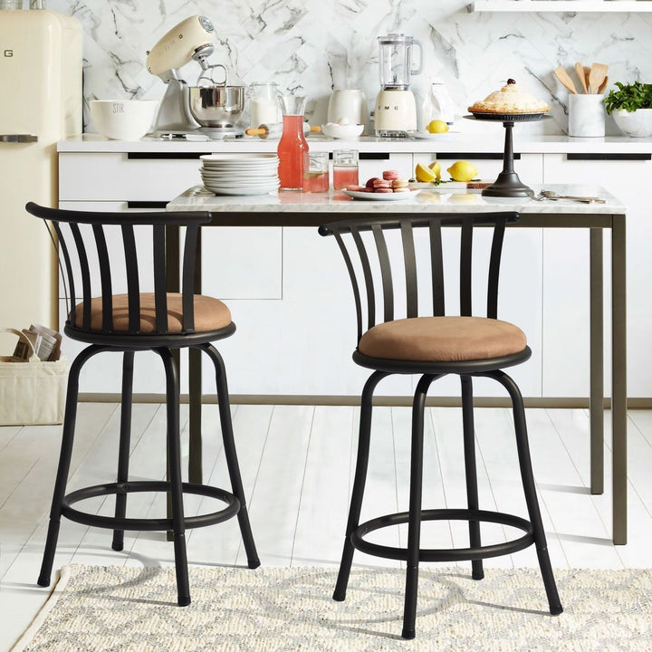 Furniture R Industrial-Chic Upholstery Bar Stool With Rotating Base