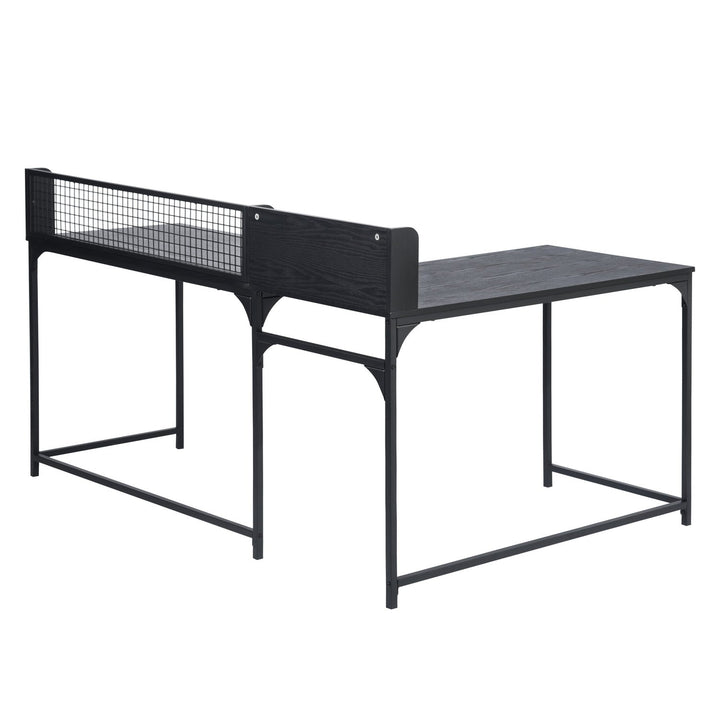 Furniture R Space-Saving L-Shaped Corner Desk With Mesh Storage Panel