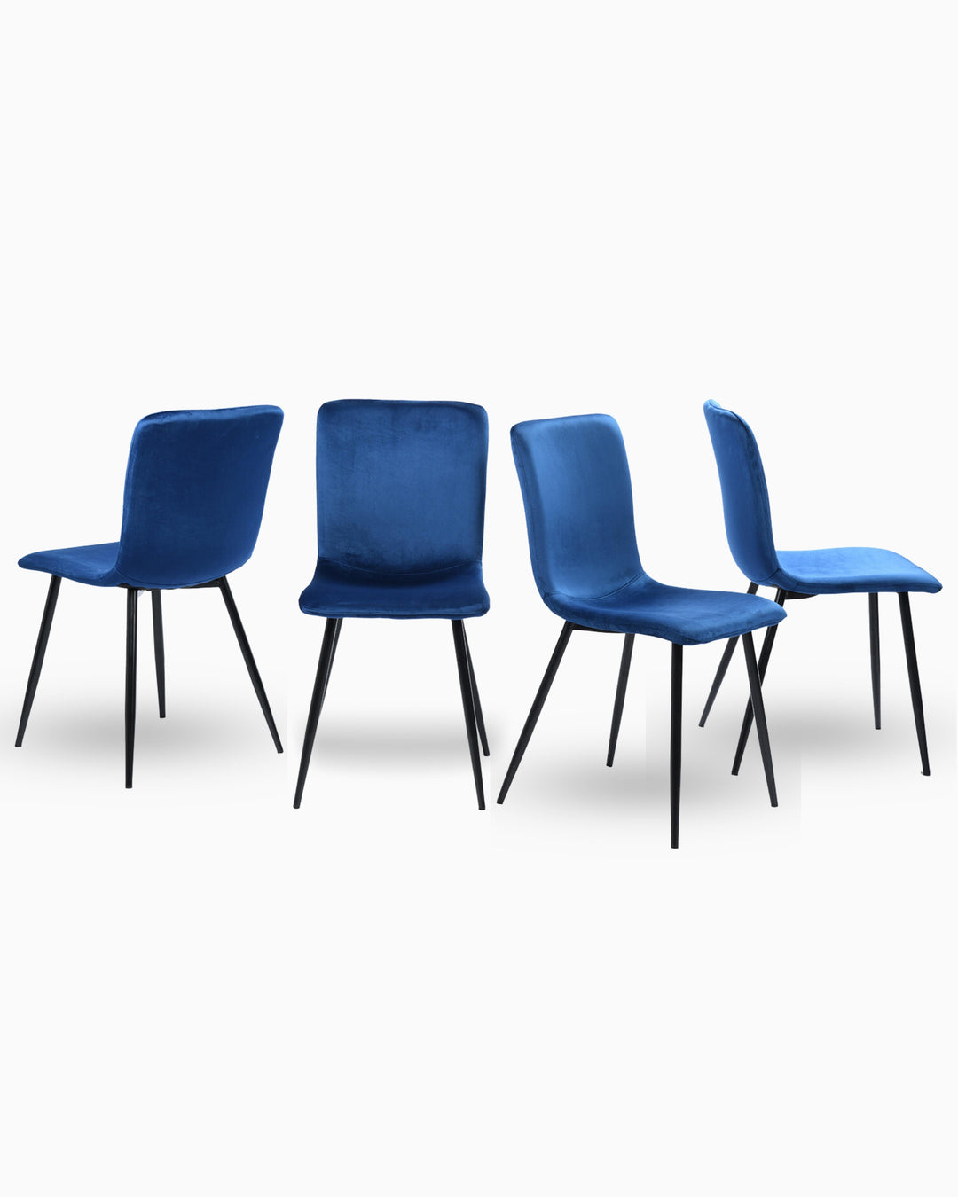 Furniture R Modern Blue Velvet Dining Chairs With Protective Pads And Tubular Frames