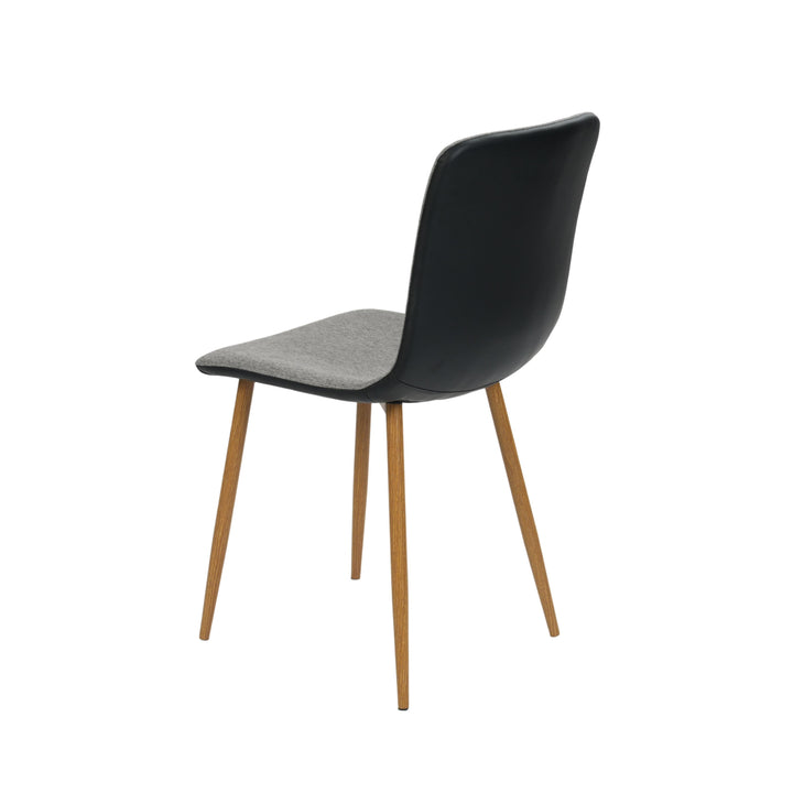 Furniture R Scandinavian-Inspired 2 Tone Color Upholstery Dining Chairs With Wooded Effected Metal Legs