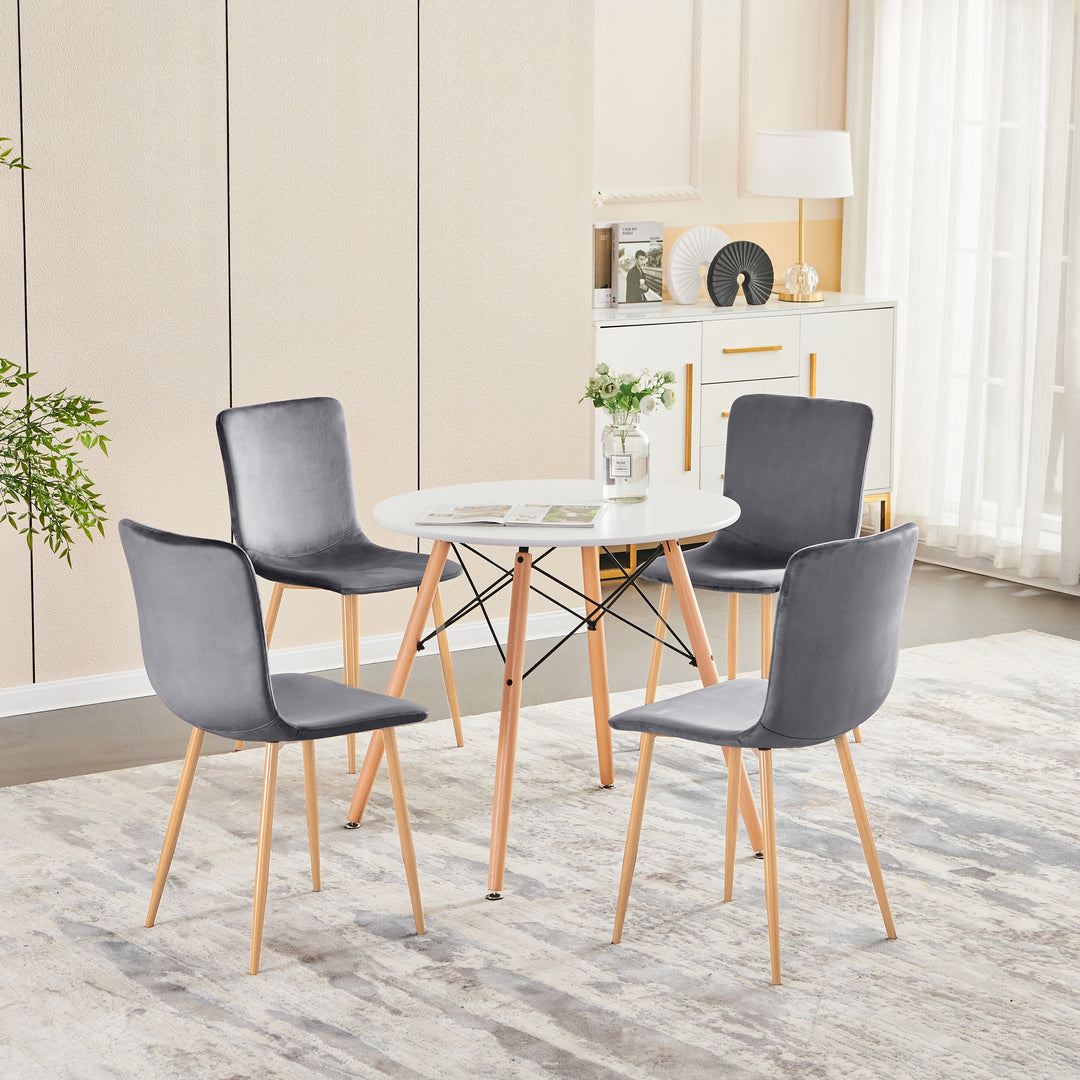 Furniture R Modern Grey Velvet Dining Chairs With Protective Pads And Tubular Frames
