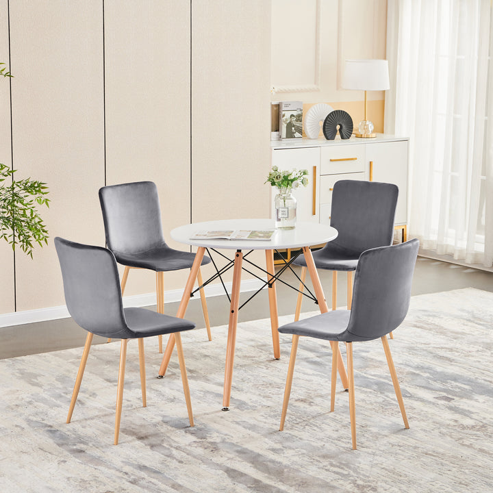 Furniture R Modern Grey Velvet Dining Chairs With Protective Pads And Tubular Frames