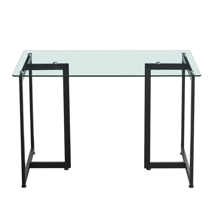 Furniture R Modern T-Legged Slip Glass Dining Table With Industrial Chic Style