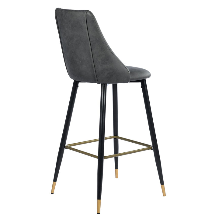 Furniture R Smeg Charcoal Faux Leather 30 Inch Height Barstool With Gold Base