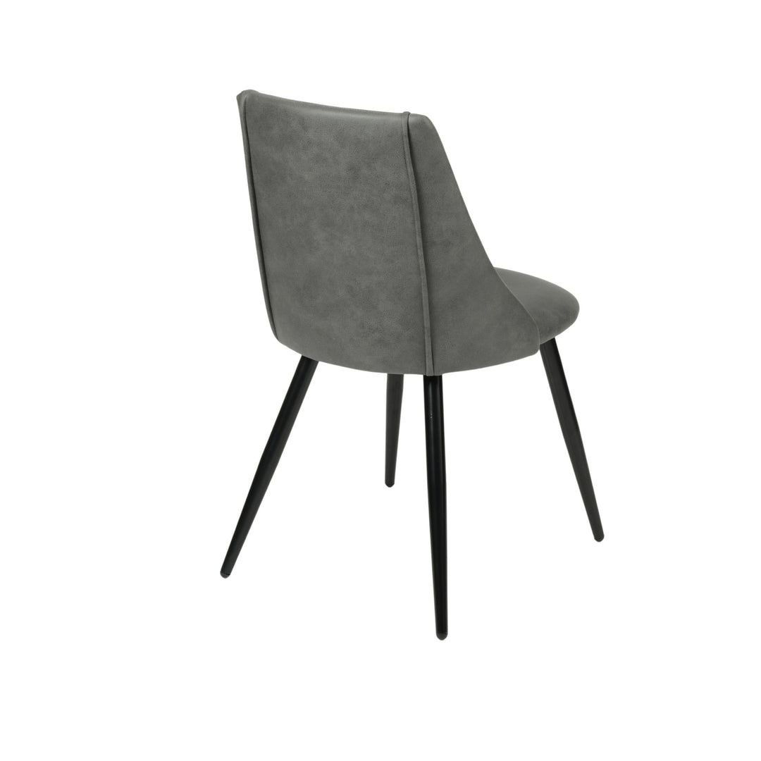Furniture R Stylish Retro Dining Chairs With Black Metal Legs And Gray Leatherette Seats