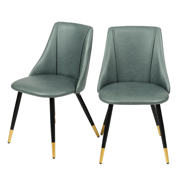Furniture R Modern Faux Leather And Gold Finish Dining Chairs With Mid-Century Style