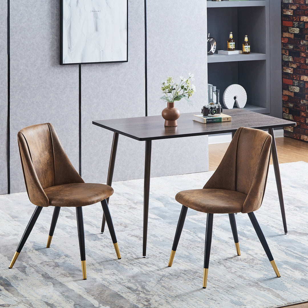 Furniture R Sleek Black Suede And Gold Metal Dining Chairs,Modern Side Chair Set Of 2