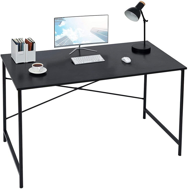 Furniture R Practical Wooden Computer Desk With Steel Frame And Storage Space