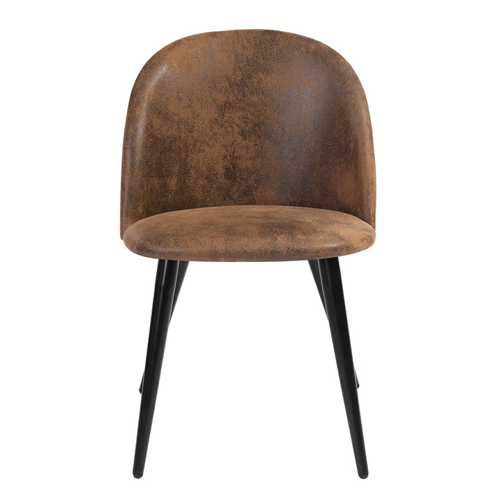 Furniture R Rustic Brown Suede Upholsery Dining Chairs With Matt Finish Metal Legs