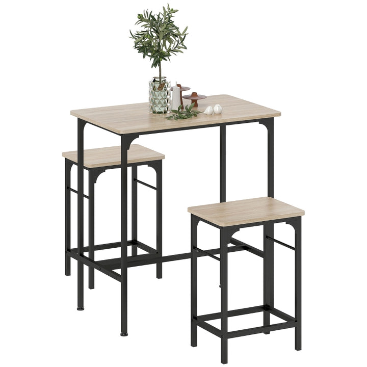 FurnitureR Table bar 3 pièces, Design moderne, Matériau en acier, Ensemble mobilier de cuisine, Gain de place