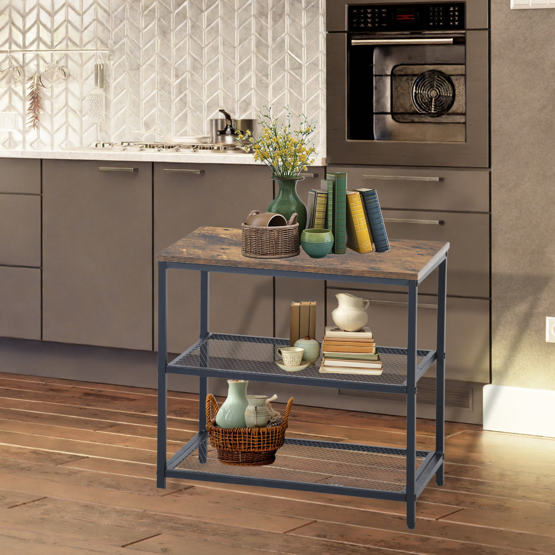 Furniture R 3-Tier Storage Organizer, Small Console Table, Entrance Rack, Side Table with 2 Layers of Mesh, Metal Frame, Upright Shelf for The Home, Sofa End, Kitchen, Dining, Living, Hallway