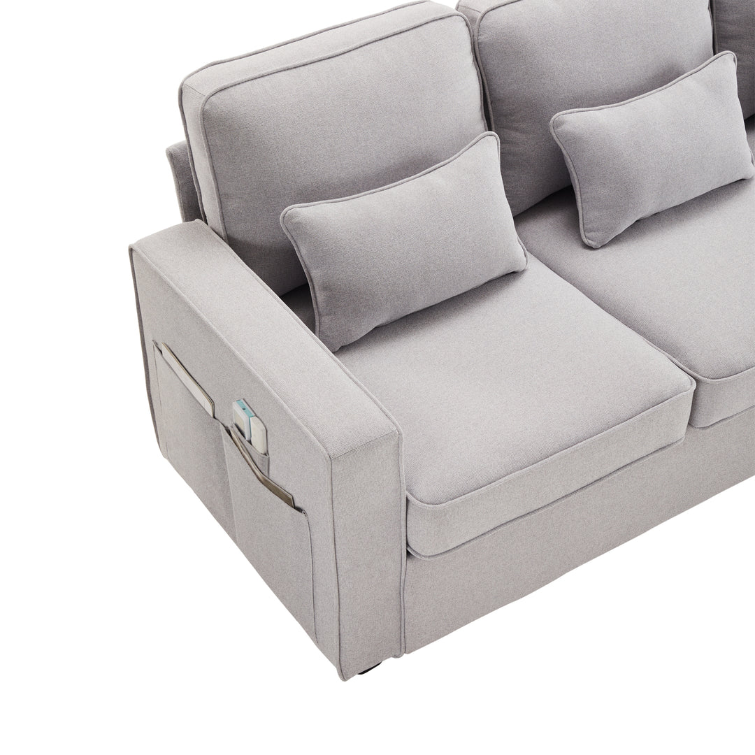 FurnitureR Canapé Loveseat Gris, Design Moderne, Matériau en Lin Durable, Confort À La Maison, Assemblage Facile