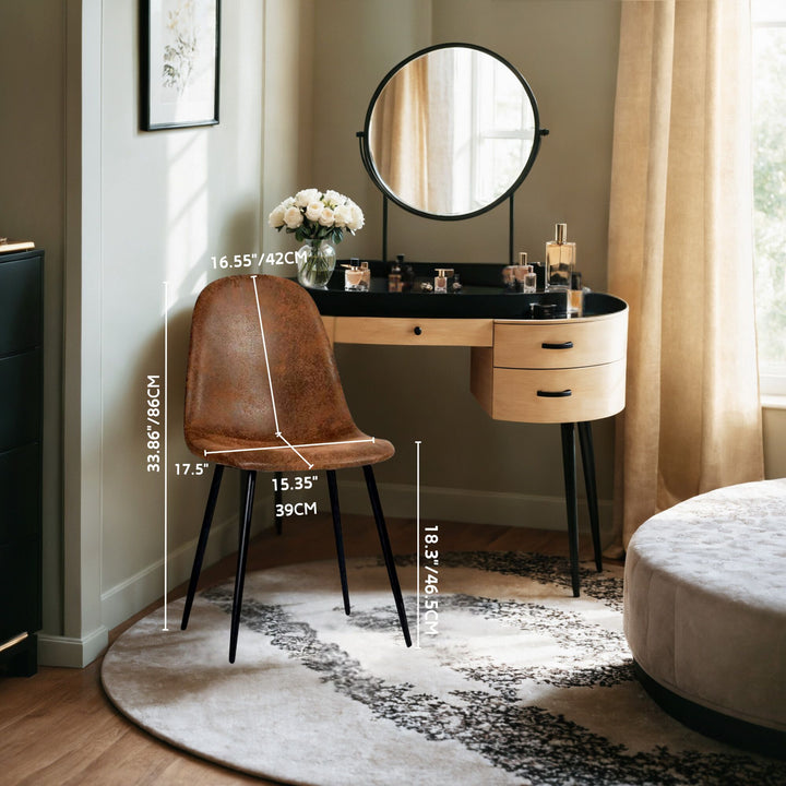 Chaise de salle à manger FurnitureR, confortable et revêtue de tissu suédé, sans accoudoirs, idéale pour la maison, la cuisine, le salon, la chambre, le restaurant et le café (1 pièce).