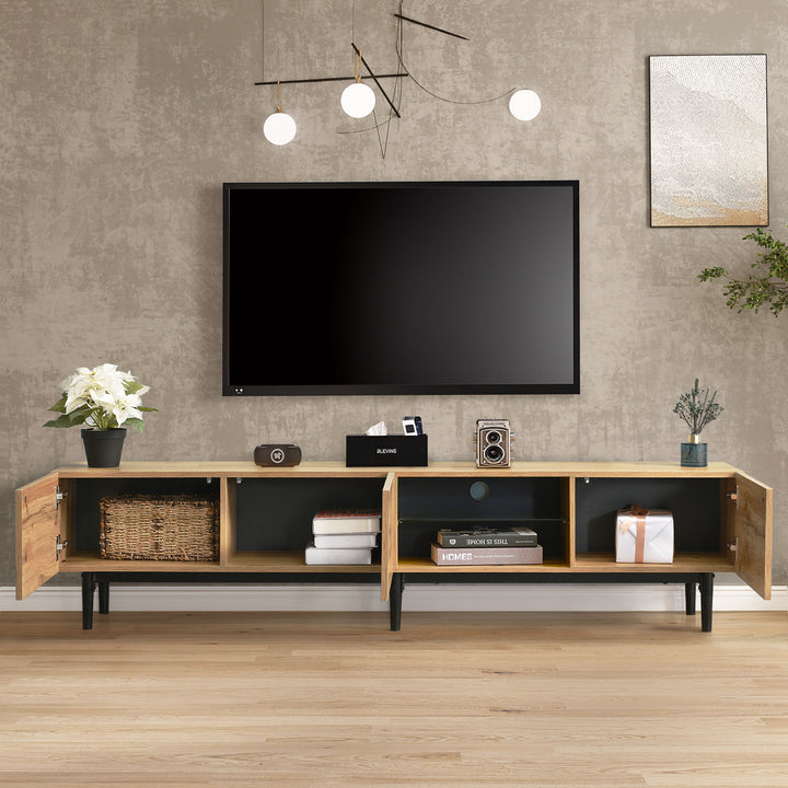 Moderner TV-Schrank mit Holzmaserung und 7-Farben-LED-Beleuchtung