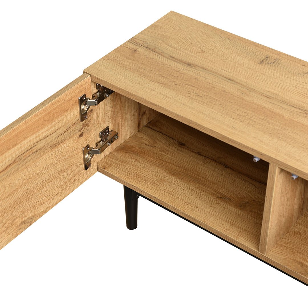 Moderner TV-Schrank mit Holzmaserung und 7-Farben-LED-Beleuchtung