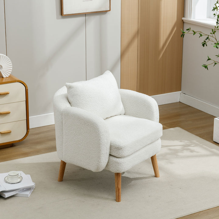 FurnitureR Canape Relaxation en Velours Teddy avec Coussins, Fauteuil avec Coussins Extra épais, Individuel, Pieds en Bois Massif