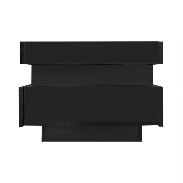 Couchtisch, Hochglanzoberfläche, mit LED-Lichtleiste, vier Schubladen vorne und hinten, großer Stauraum