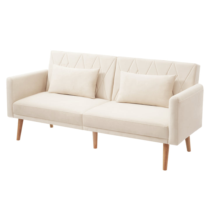 FurnitureR Petit Canape Relaxation, Canapé-lit avec Dossier Réglable en 3 Angles L'accoudoir Est Réglable Sur 5 Angles, Velours
